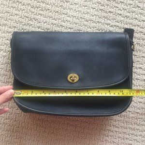 Vintage Coach Raw Navy Leather Handbag